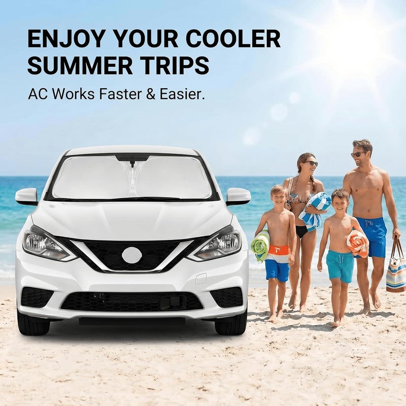 AuyNeas for Nissan Sentra 2014-2019 Windshield Sun Shade - Front Window Shade Custom Fit Sentra Accessories Sun Visor Foldable Shade Blocks UV Rays Summer Must Have Car Accessories - Image 4