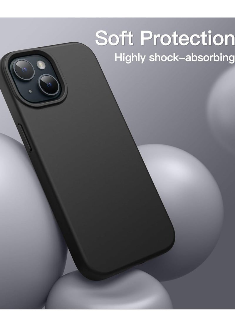أكاليكس جراب سيليكون سائل فاخر لهاتف iPhone 15 Plus، تصميم نحيف، ملمس ناعم مع بطانة من الألياف الدقيقة وحماية معززة للكاميرا - متين ومقاوم لبصمات الأصابع | أسود - Image 2