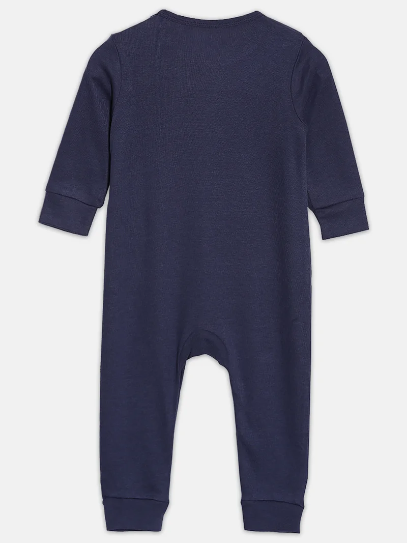 Broon Broon Infant Boys Navyblue and Offwhite Printed Organic Cotton Sleepsuit Pack of 2