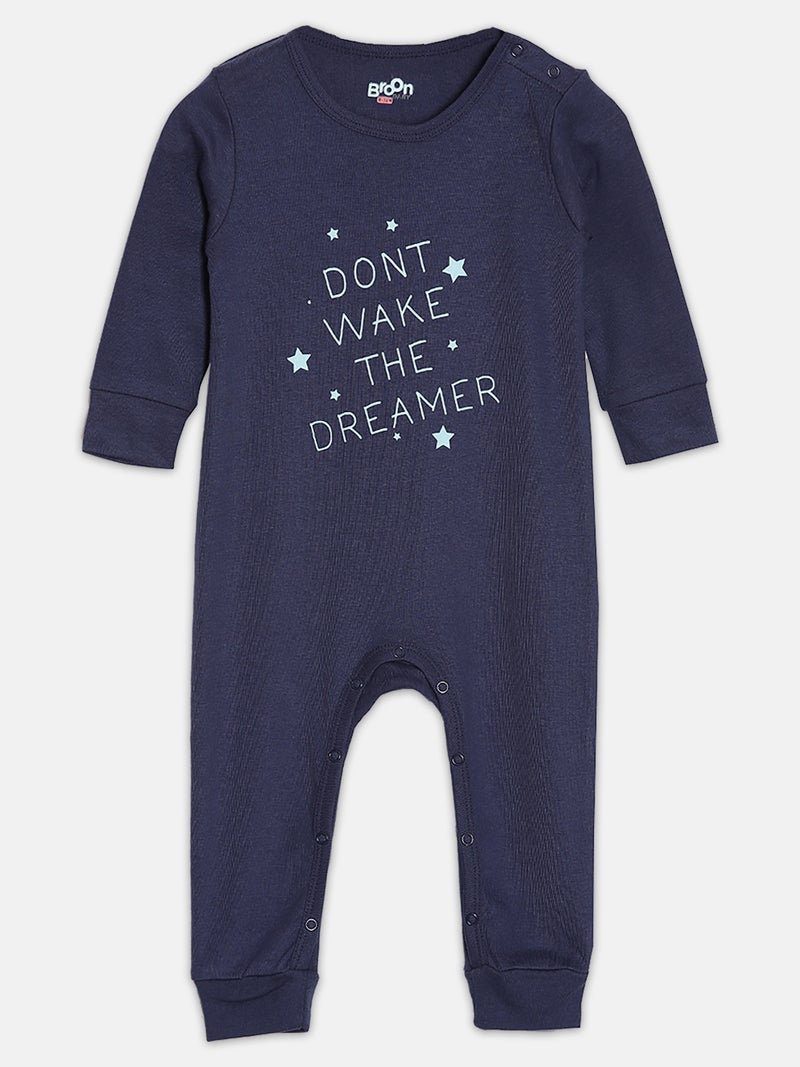 Broon Infant Boys Navyblue and Offwhite Printed Organic Cotton Sleepsuit Pack of 2 - Image 2