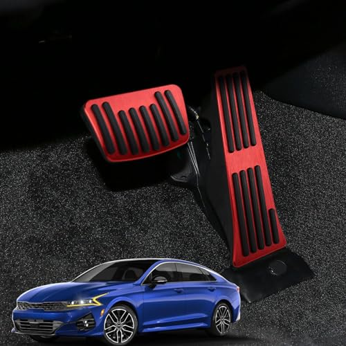 ANFOKAS Compatible with Kia K5 Sportage 2025 2024 2023 2022 2021 2020 Compatible with Hyundai Tucson Santa Sonata Palisade Accessories Car Foot Pedal Covers Pedals Pads -Red - Image 1