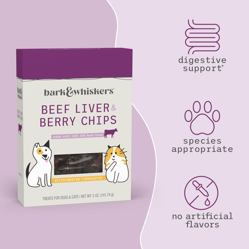 Dr. Mercola Bark & Whiskers Beef Liver & Berry Chips for Dogs & Cats, 5 Oz. (141.74 g), Made with 100% USA Beef Liver, Digestive Support, Veterinarian Formulated, Non-GMO - Image 3