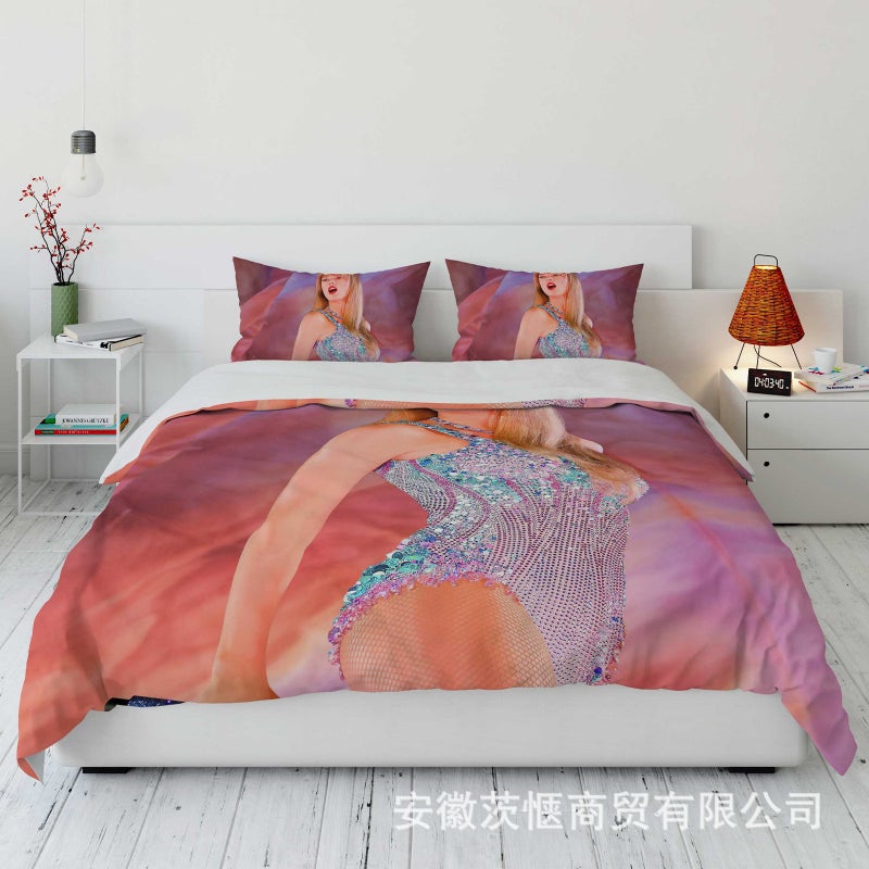Zihan Export 3D Star Digital Printing Quilt Cover Three-Piece Set Creative Bedding - Image 1