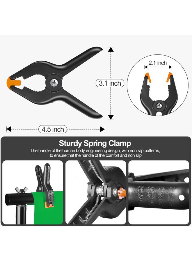 EMART 4.5 inch Heavy Duty Backdrop Clamp Kit-6 Spring Clamps, 8 Background Clip Holders for Muslin Stand, Canvas, Paper, Fabric, Chromakey Screen, Photo Studio, Photography Backdrops Support - Image 3