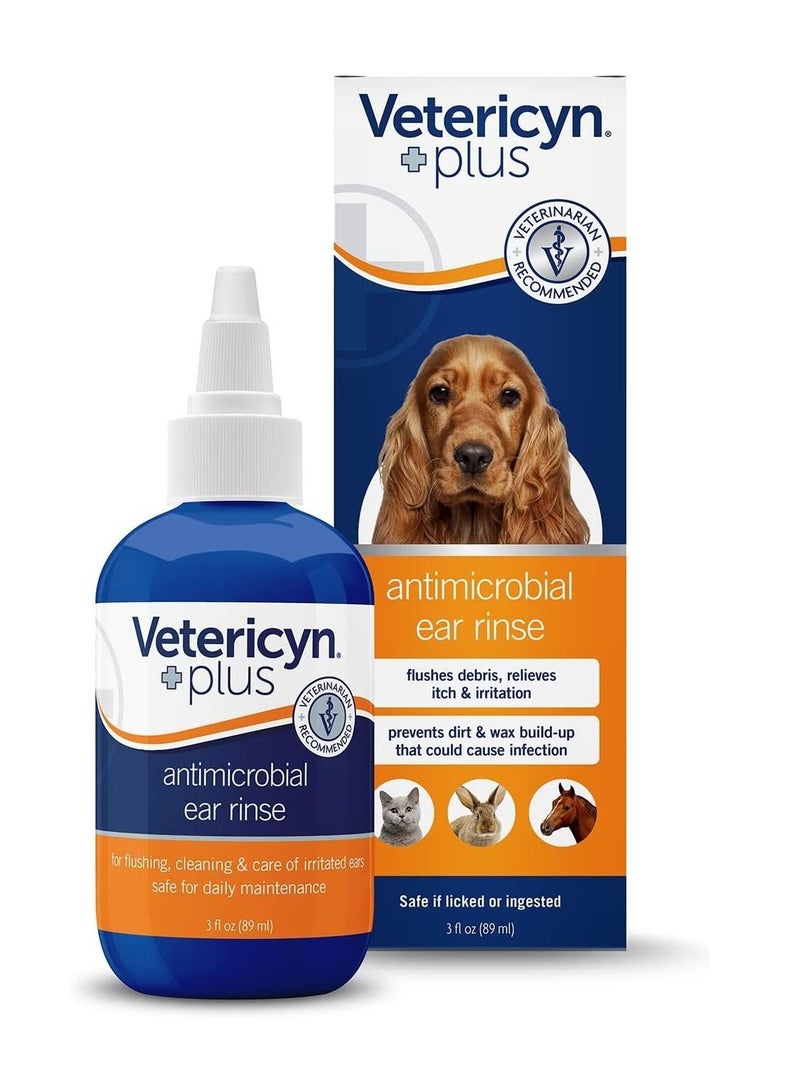 Vetericyn Plus Antimicrobial Ear Rinse For Cats Dogs Rabbits And Horses 89ml - Image 1