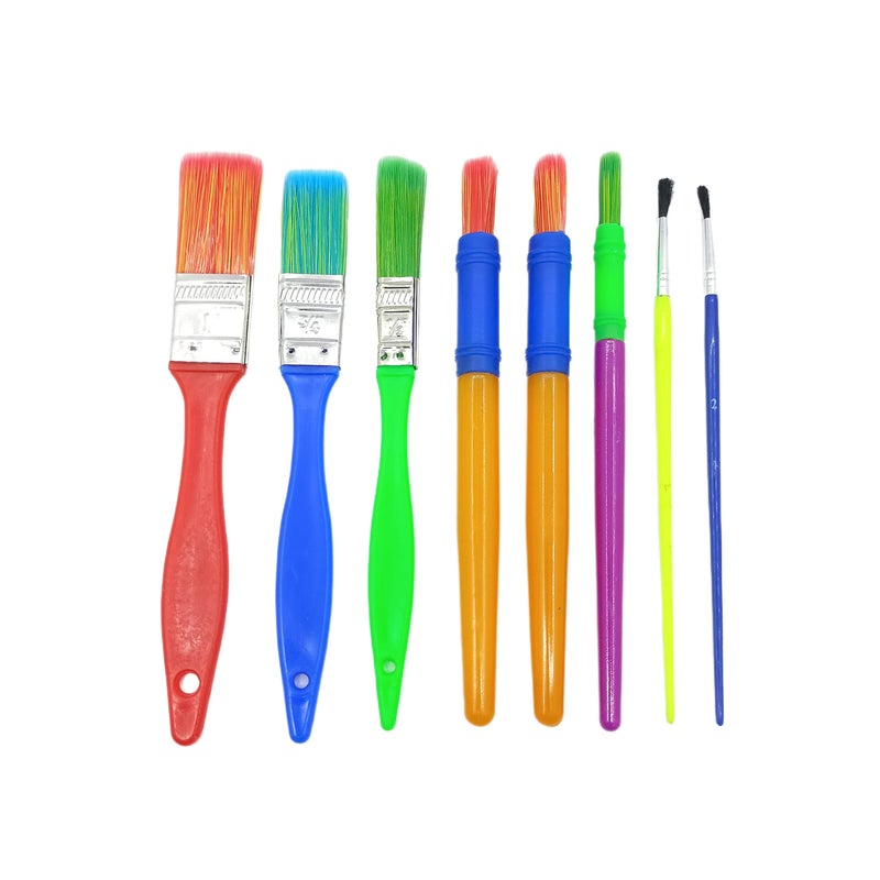 8PCS Colorful Artist Paint Brush Set, Childrens Kids Paint Brushes Starter Set for Watercolor, Oil, Acrylic, Paints, Paintbrush, Drawing Tools, Kids Painting Tools Crafts  - Image 1