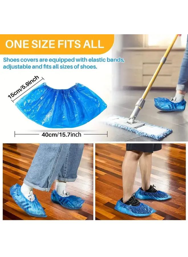 Blue Disposable Shoe Covers 100pcs Anti Slip Waterproof For Home Travel Hotel - Image 3
