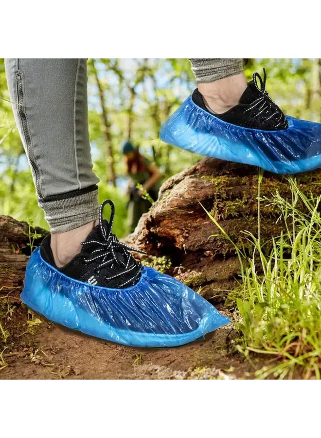 Blue Disposable Shoe Covers 100pcs Anti Slip Waterproof For Home Travel Hotel - Image 4