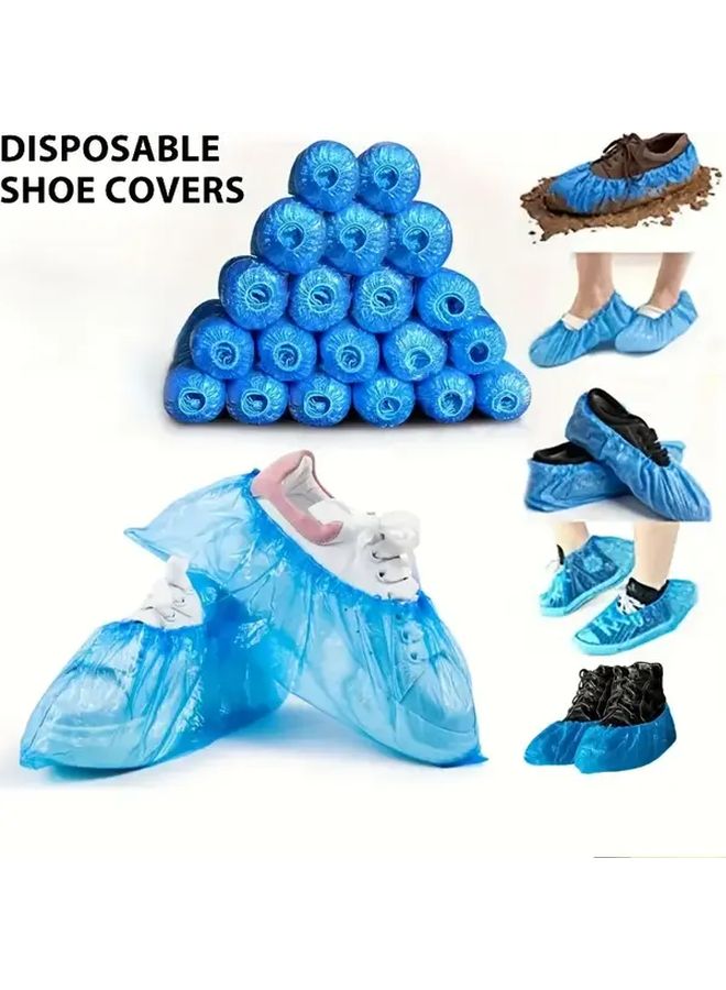 Blue Disposable Shoe Covers 100pcs Anti Slip Waterproof For Home Travel Hotel - Image 2