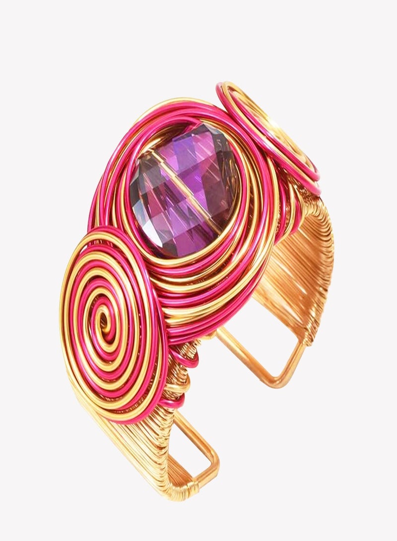 Bracelets For Women Colorful Gold Wire Wide Sparkly Rhinestone Bangle Fashion Clothes Jewelry  - Image 1