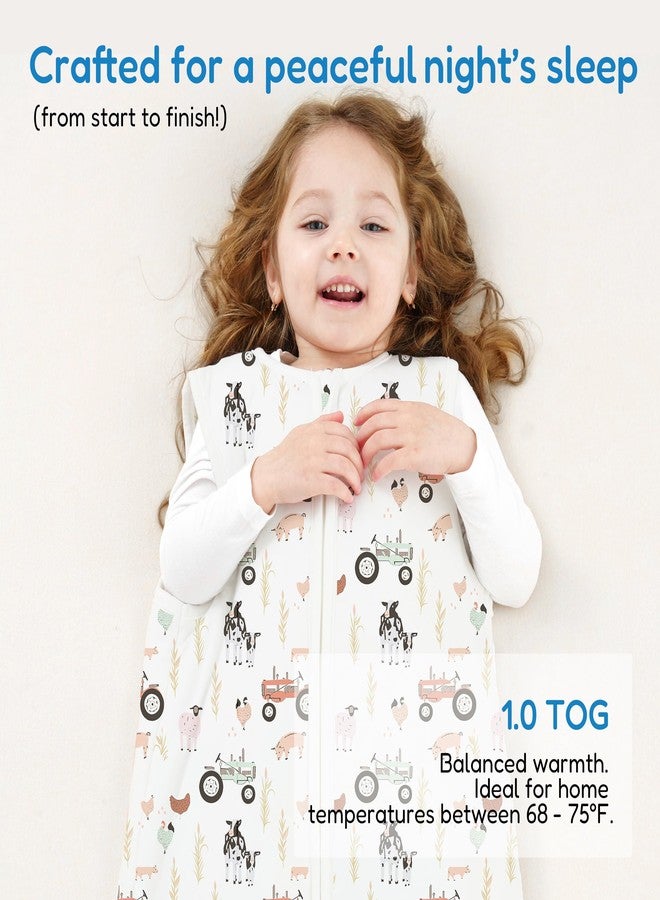 TotAha 1.0 TOG Toddler Sleep Sack 2T-3T-4T for Girls Boys, Buttery Soft Sleeping Sacks with 2-way Safe Zipper, Premium All Season Sleep Bag, Farm - Image 2
