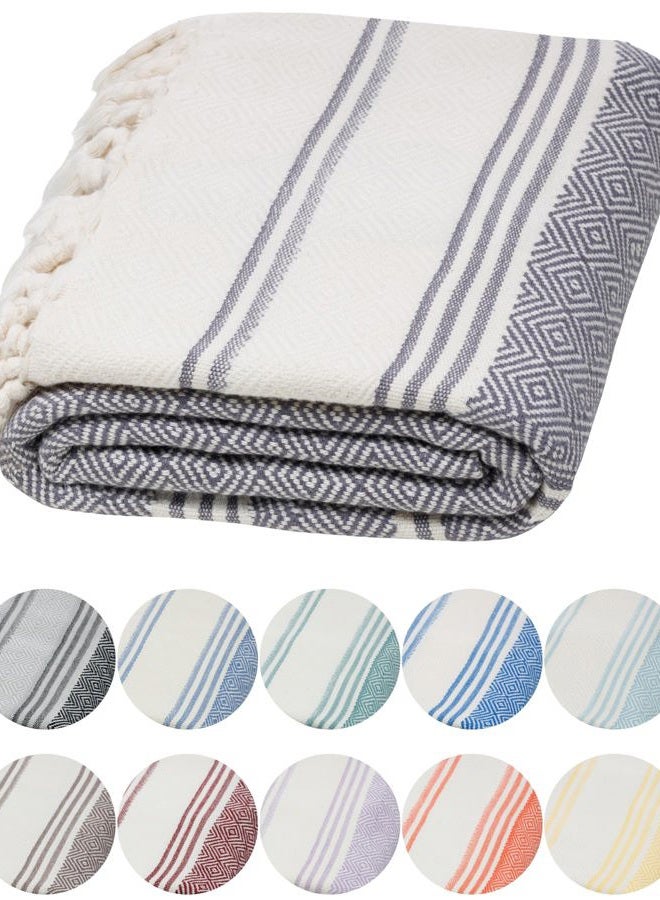DEMMEX Certified 100% Organic Cotton & Organic Dye Prewashed XL Diamond Weave Turkish Cotton Towel Peshtemal Blanket for Bath,Beach,Pool,SPA,Gym, 71x36 Inches,14 Oz (Dark Grey) - Image 1