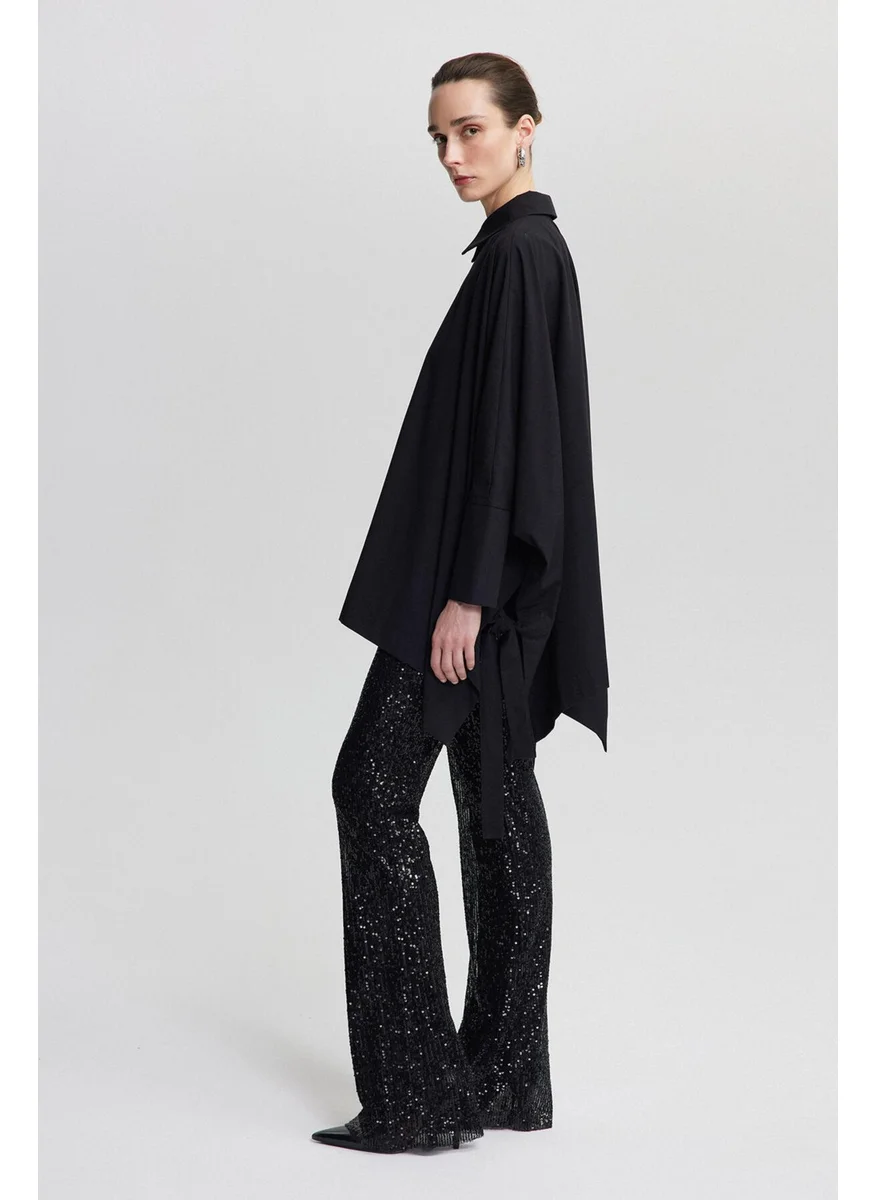 تاتشي Tie Detail Oversize Shirt