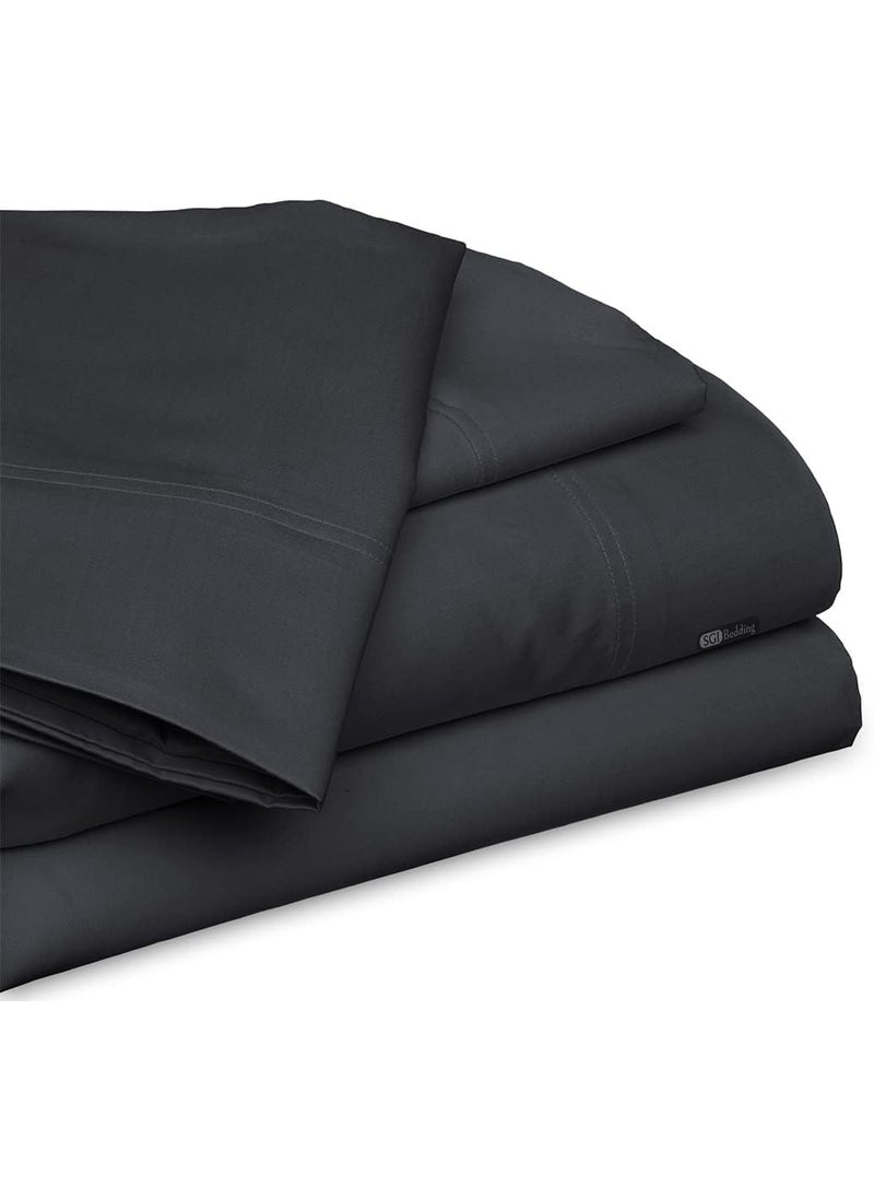 SGI bedding SGI Bedding Luxury 4 Piece Texas King80x98 Egyptian Cotton Sheet Set  1000 Thread Count 12 Inch Deep Pocket Sateen Weave Long Staple Breathable Soft and Premium Cotton  Dark Gray 