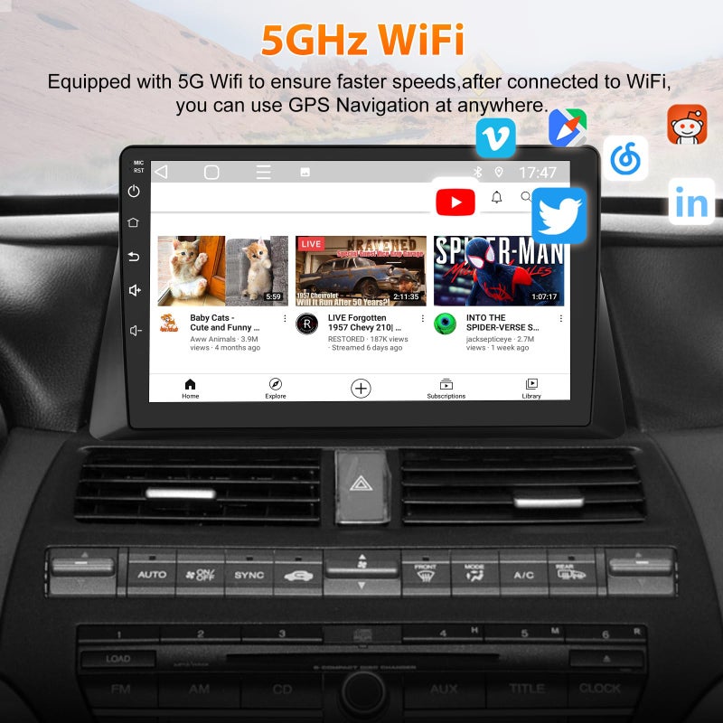 AWESAFE 4Core 64GB Car Radio Stereo Android 13 for Honda Accord 2008 2009 2010 2011 2012 2013 with CarPlay Android Auto - Image 3