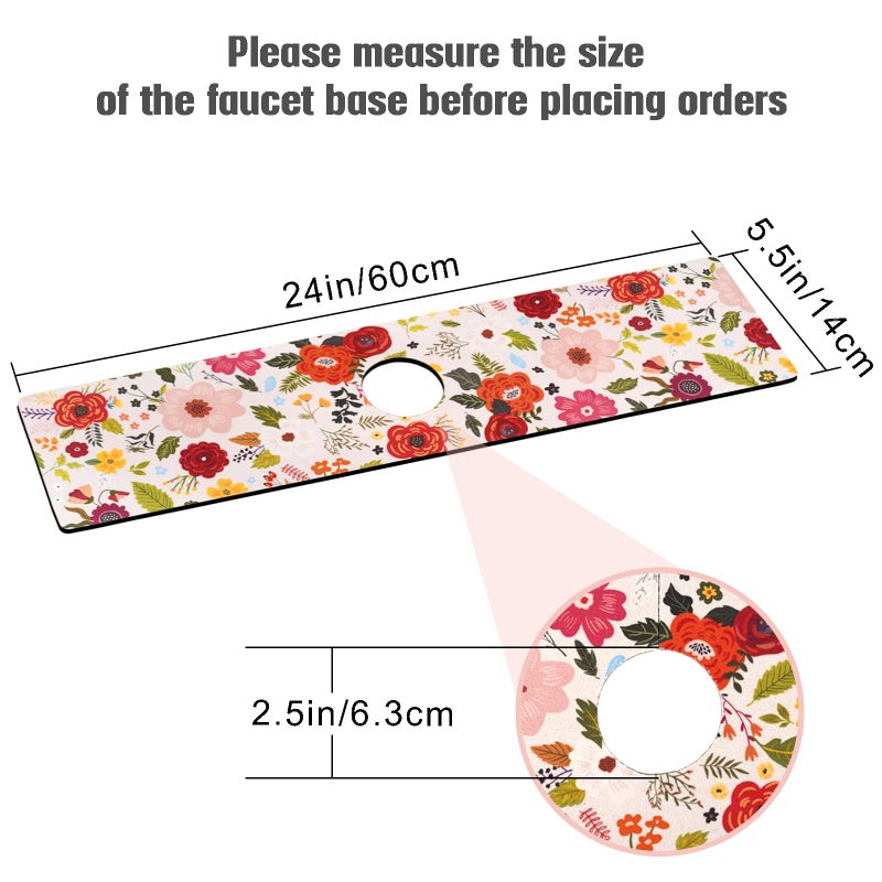 aquoechd Sink Faucet Absorbing Mat, 2 Pack Drying Mat Around Faucet Sink Splash Guard Behind Faucet Sinkmat For Kitchen Bathroom Island Rv 24 * 5.5 Inch (60 * 14 cm) - Image 2