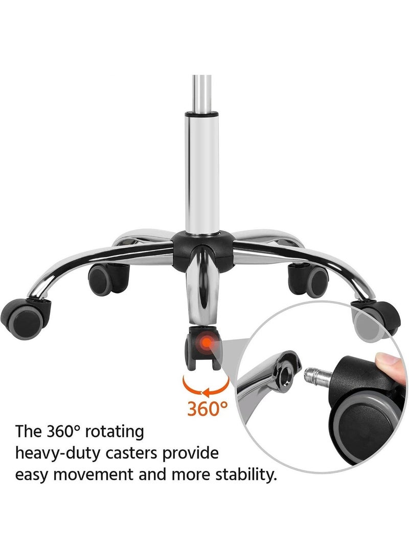 Swivel chair with backrest, height adjustable from 46.5 to 61 cm, equipped with wheels and 360-degree rotation for office, salon, clinic, and workshop. - Image 3