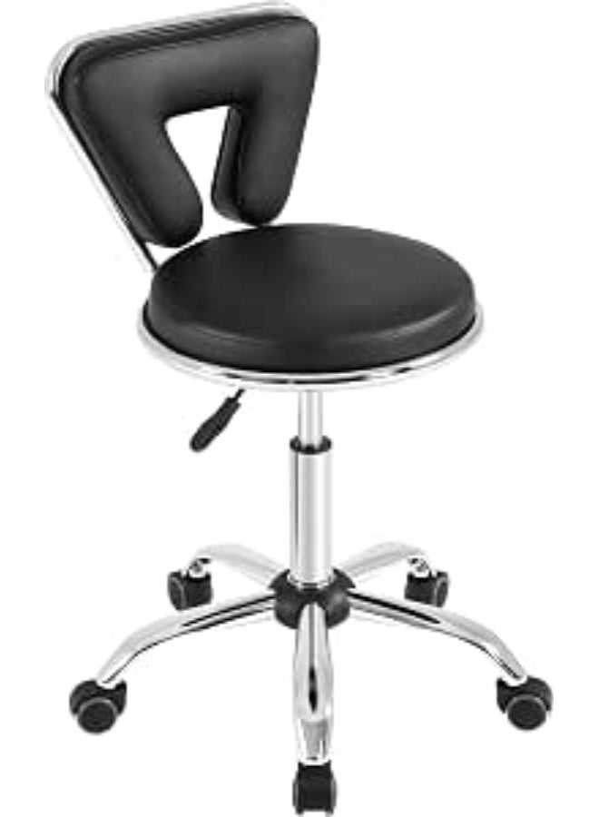 Swivel chair with backrest, height adjustable from 46.5 to 61 cm, equipped with wheels and 360-degree rotation for office, salon, clinic, and workshop. - Image 1