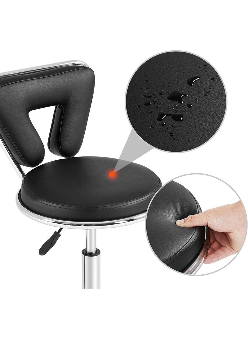 Swivel chair with backrest, height adjustable from 46.5 to 61 cm, equipped with wheels and 360-degree rotation for office, salon, clinic, and workshop. - Image 2