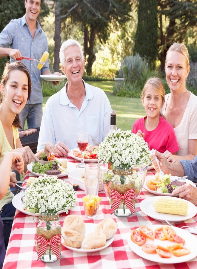 Daifunli 46 Pcs Picnic Party Centerpieces for Table Mason Jar Table Centerpieces with Baby's Breath Red Gingham Ribbon for Picnic Birthday Party BBQ Baby Shower Supplies - Image 5