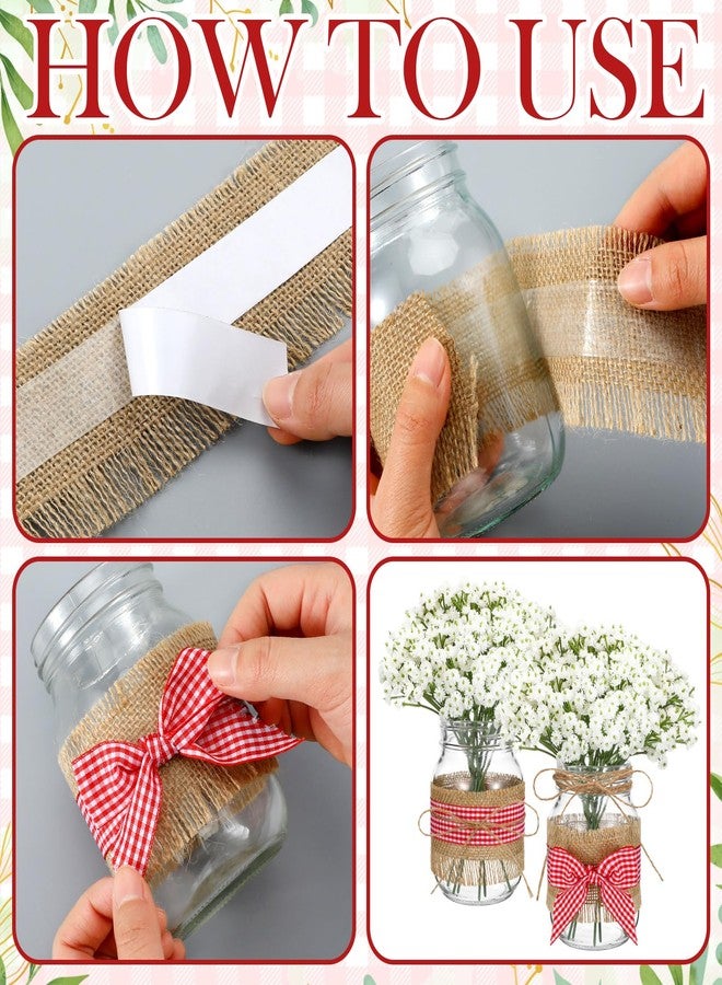 Daifunli 46 Pcs Picnic Party Centerpieces for Table Mason Jar Table Centerpieces with Baby's Breath Red Gingham Ribbon for Picnic Birthday Party BBQ Baby Shower Supplies - Image 4