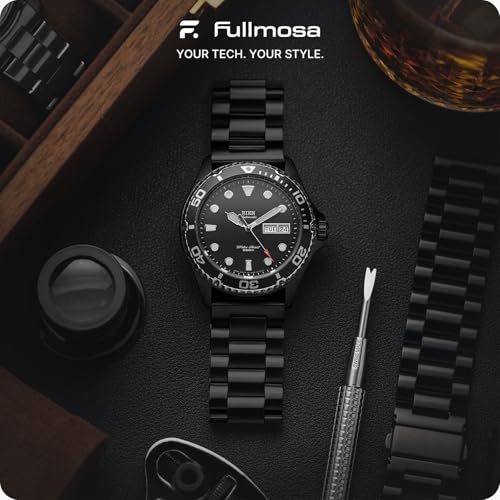 Fullmosa 24mm Stainless Steel Watch Band, Quick Release Metal Replacement Strap with Removable Links, Includes Spring Bars & Link Removal Tool for Men Women (Black) - Image 2