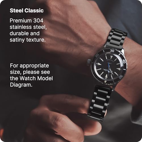 Fullmosa 24mm Stainless Steel Watch Band, Quick Release Metal Replacement Strap with Removable Links, Includes Spring Bars & Link Removal Tool for Men Women (Black) - Image 3