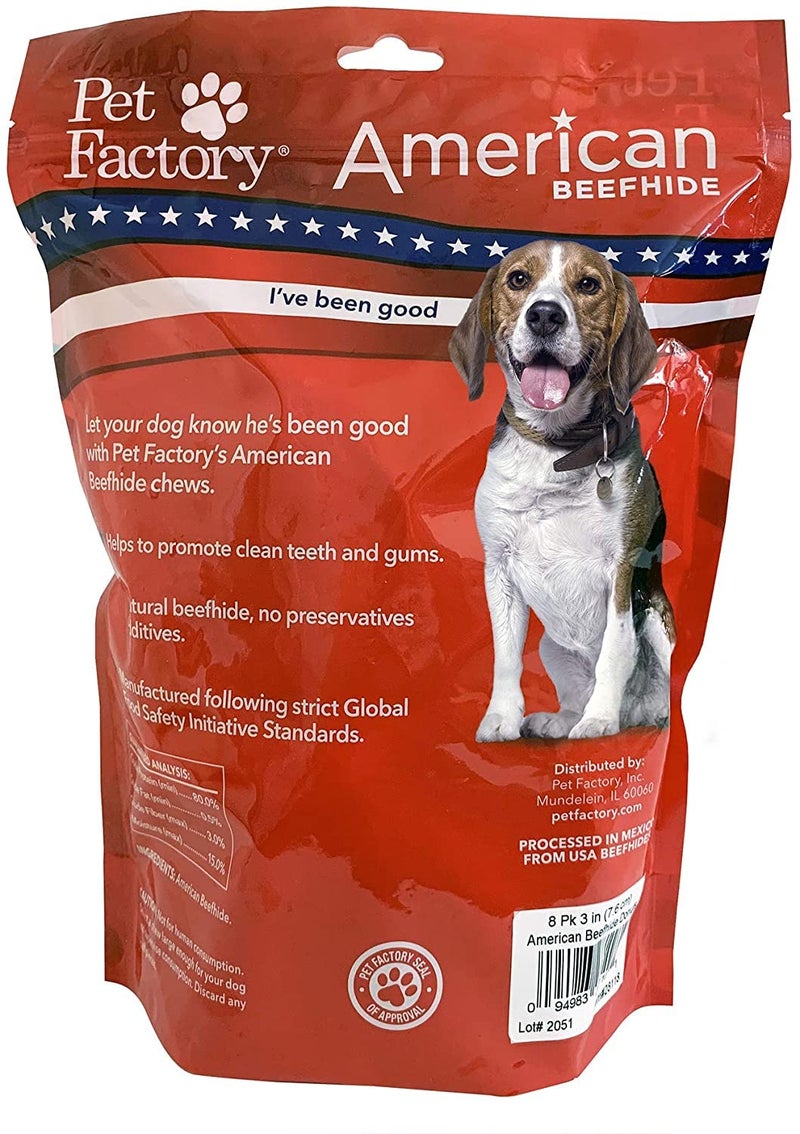 Pet Factory American Beefhide 3-4" Donuts Dog Chew Treats - Natural Flavor, 8 Count/1 Pack - Image 2