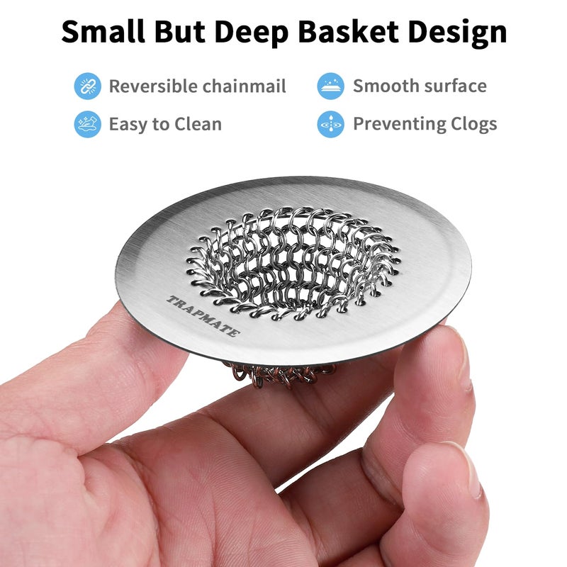 TRAPMATE Shower Drain Hair Catcher, 2.8" Fast Drainage Bathtub Stopper Drain Strainer Kit, Stainless Steel Shower Drain Cover, Bathtub Drain Protector For Sinks & Tubs (Patented Product) - Image 4