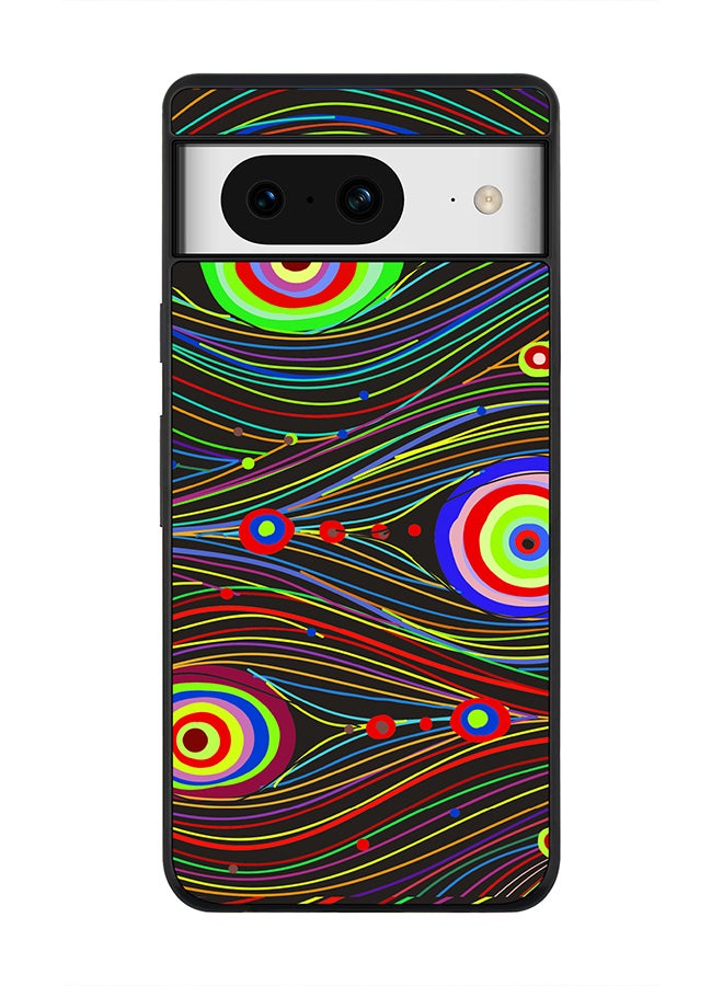 Stylizedd Rugged Black Edge case for Google Pixel 8, Custom Slim fit Flexible Anti Drop Thin Phone Case Cover - Peacock Eyes - Image 1