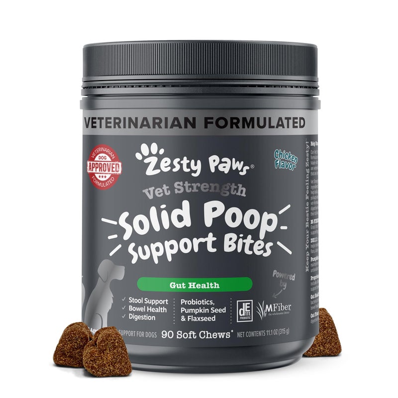 Zesty Paws Solid Poop Support Bites - Dog Stool Hardener - Pumpkin for Dogs with Prebiotics & Probiotics - Veterinarian Formulated Soft Chews - for Diarrhea Relief - 90 Ct - Image 1