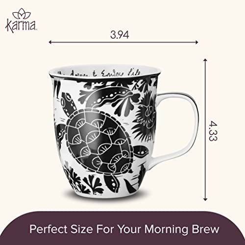 Karma Gifts 16 oz Black and White Boho Mug Sea Turtle - Cute Coffee and Tea Mug - Ceramic Coffee Mugs for Women and Men, 1 Count (Pack of 1) - Image 5