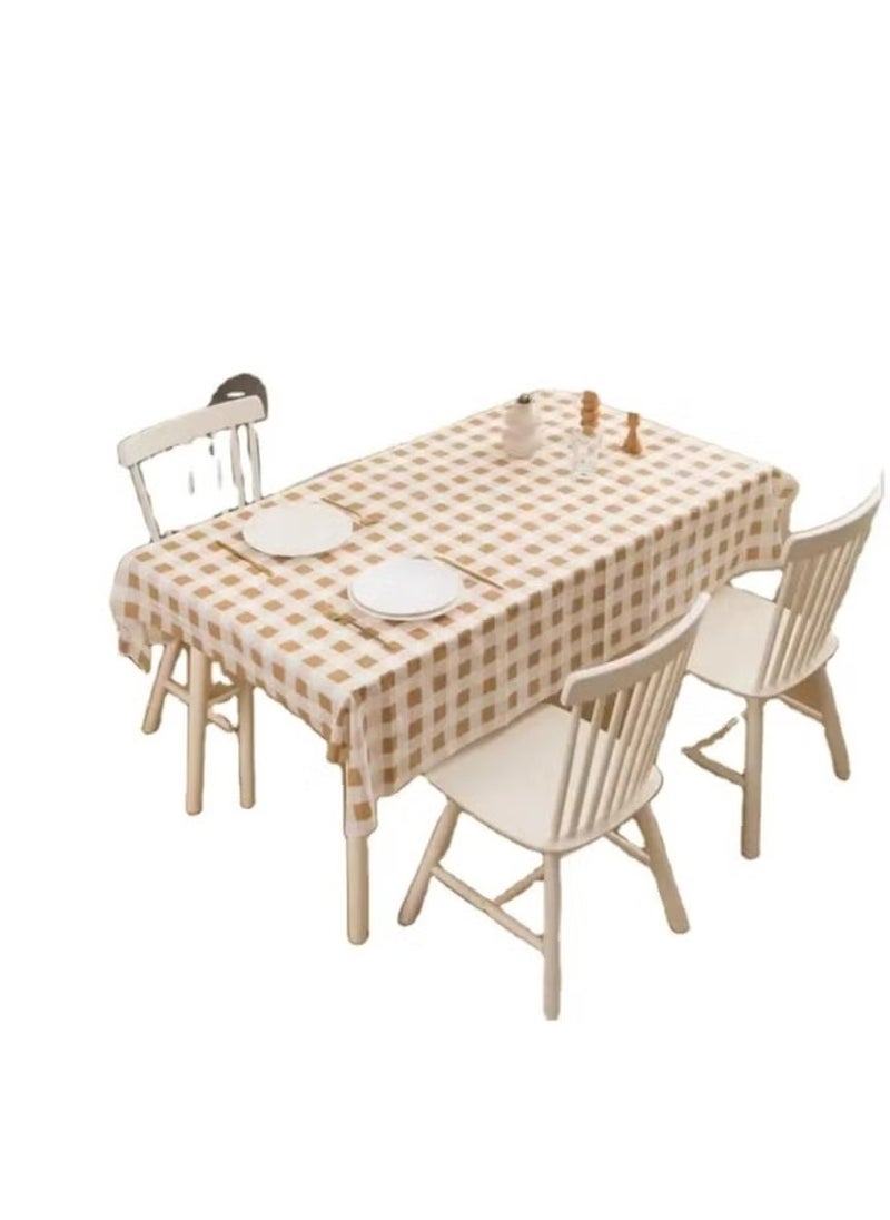Red and White Checkered Tablecloth Wipeable Vinyl Oilcloth Picnic PVC Plastic Spillproof Peva Oil-Proof Waterproof Vynl Heavy Duty Oblong Mexican Tablecloths for Coffee Table 137*90