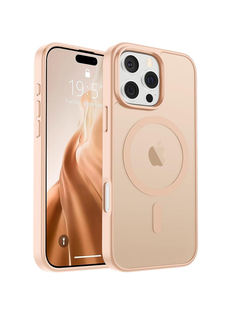 Denx Matte Magnetic case for iPhone 16 Pro Max , High Grade Drop Protection with Shockproof Strip, Translucent Matte Back Phone Case (Sand Pink) - Image 1