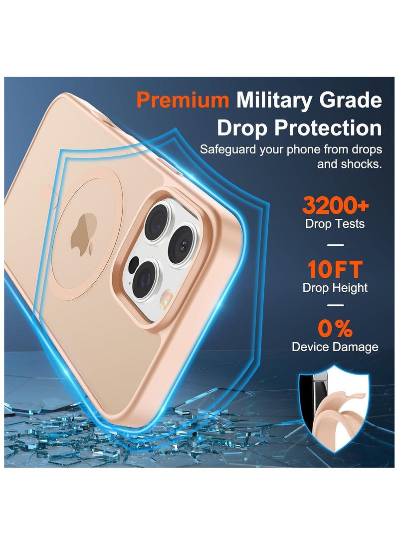 Denx Matte Magnetic case for iPhone 16 Pro Max , High Grade Drop Protection with Shockproof Strip, Translucent Matte Back Phone Case (Sand Pink) - Image 3