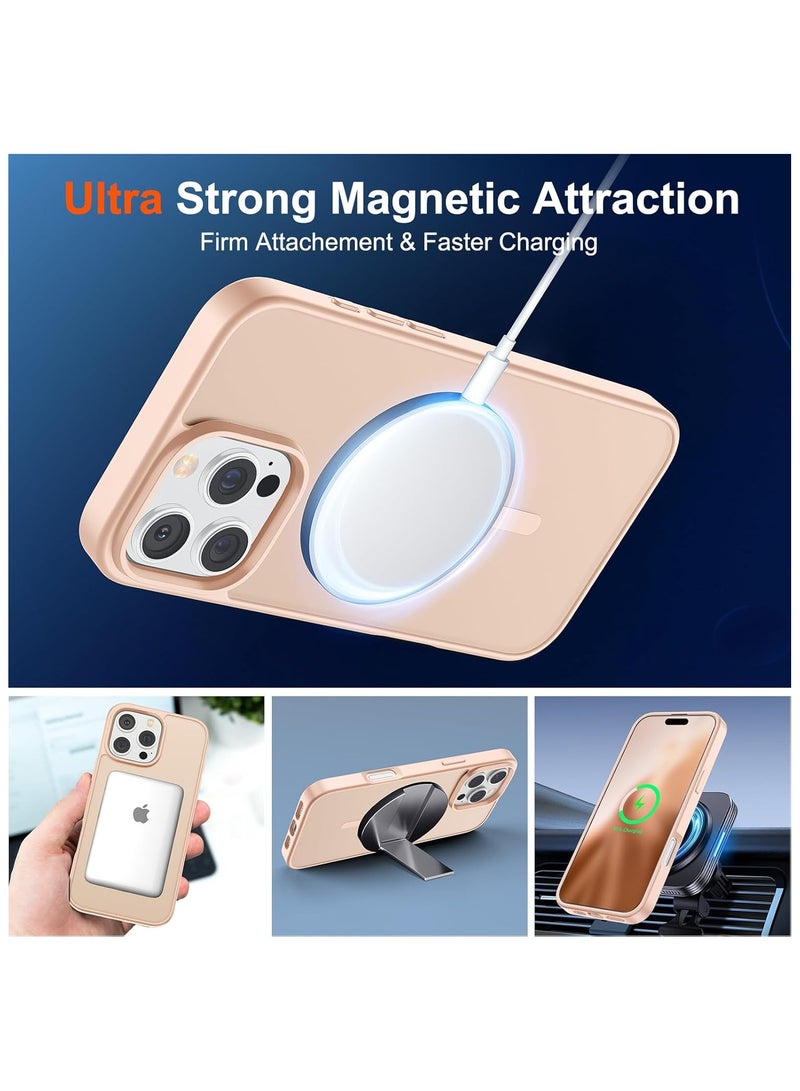 Denx Matte Magnetic case for iPhone 16 Pro Max , High Grade Drop Protection with Shockproof Strip, Translucent Matte Back Phone Case (Sand Pink) - Image 4