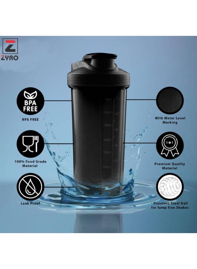 ZYRO ZYRO Work Hard Protein Gym Sipper Bottle with Stainless Steel Spring Ball 700 ml Shaker  (Pack of 1, Black, Plastic) - Image 4