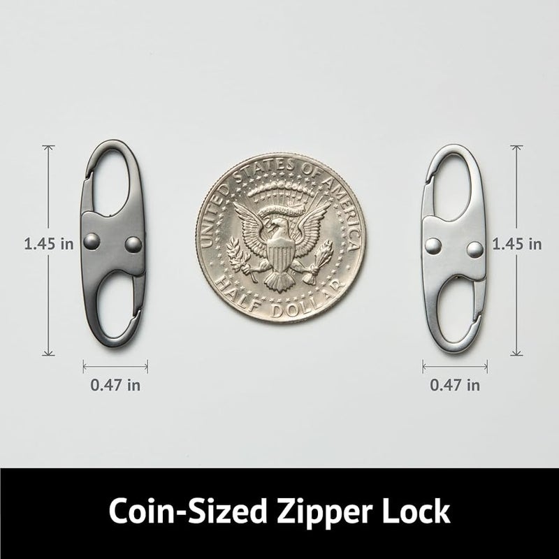 zelin Anti Theft Zipper Clips Double Opening, 4Pcs Zinc Alloy Zipper Pull Replacement for Travel, Commuting and Camping (Space Grey) - Image 2