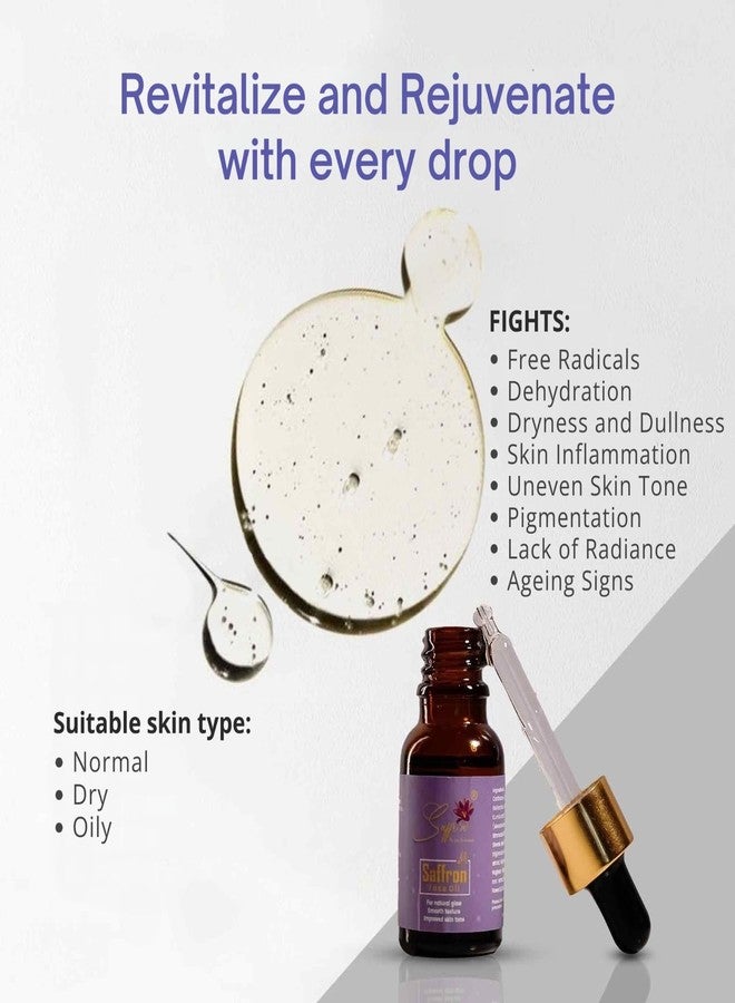 Saffr'n Brightening & Hydrating Face Oil with real and natural Saffron Strands, Squalene, Jojoba, Green Tea | 15ml - Image 3