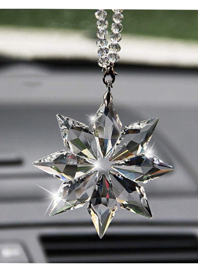 Car Pendant Transparent Crystal Snowflakes Hanging Ornament Garden Suspension Catcher Decoration