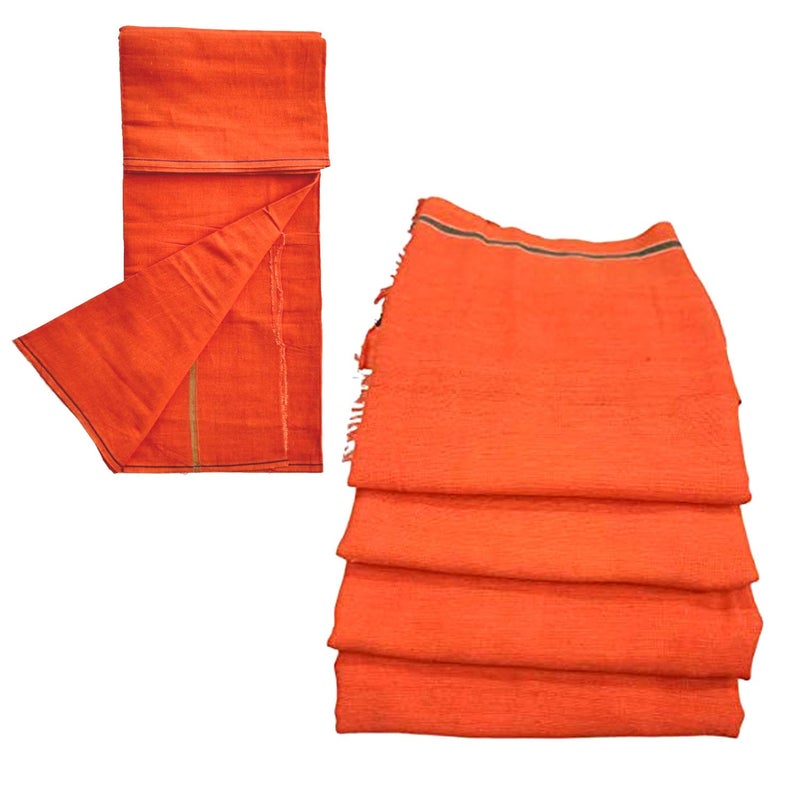 IGNOTO Pack of 5 Handloom BhagwaSaffron Cotton Bath TowelKerala Thorthu GamchaAngocha Light Weight Fast Absorbing Quick Drying - Image 1