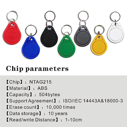Timeskey NFC 10Pcs NFC Tag Keychain NFC Key Fob NTAG215 NFC Card NFC Fob NFC Business Card NFC Chips NFC Tag Maker，504 Bytes Memory, Compatible with TagMo and NFC Enabled Devices - Image 4