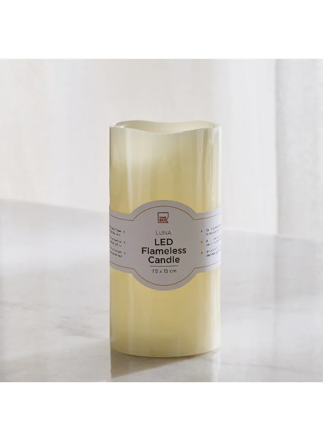 LED Flameless Ivory Wax Candle with Vanilla Scent and Flickering - 7.5x15 cm