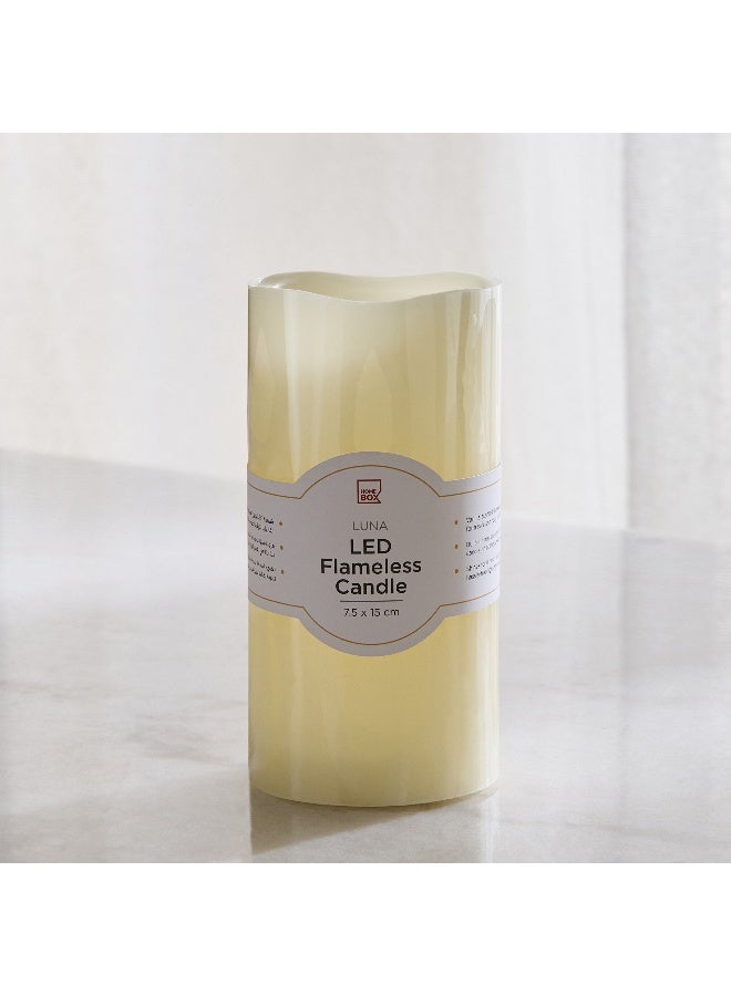 Home Box LED Flameless Ivory Wax Candle with Vanilla Scent and Flickering - 7.5x15 cm - Image 1
