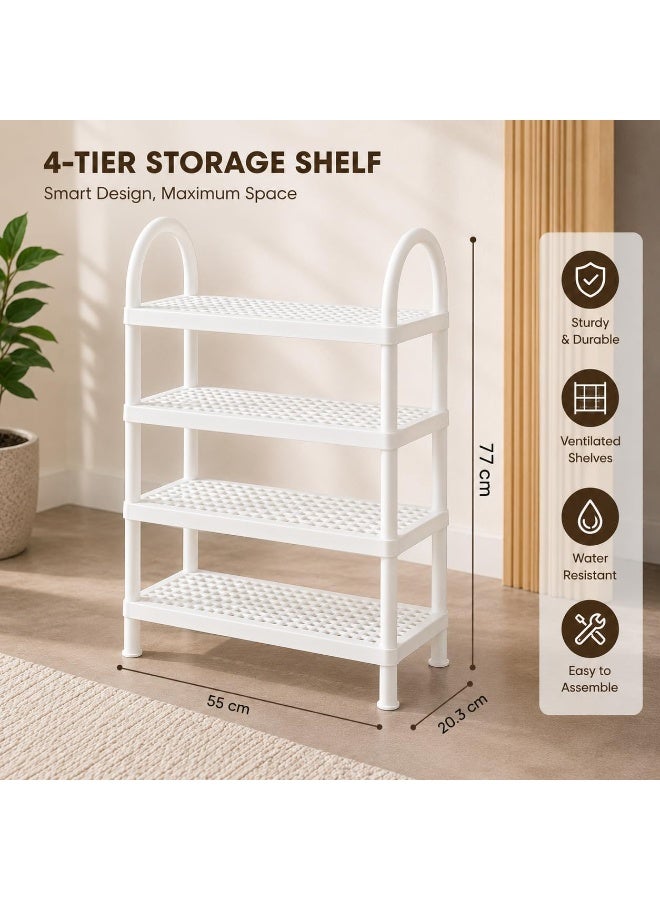 Master Gold Multipurpose Storage Organizer | Practical Home Organizer Rack for Shoes, Books, Decor, Plants, Bathroom and Kitchen Items | Modern Design, Durable and Easy to Clean (White, 4) - Image 2