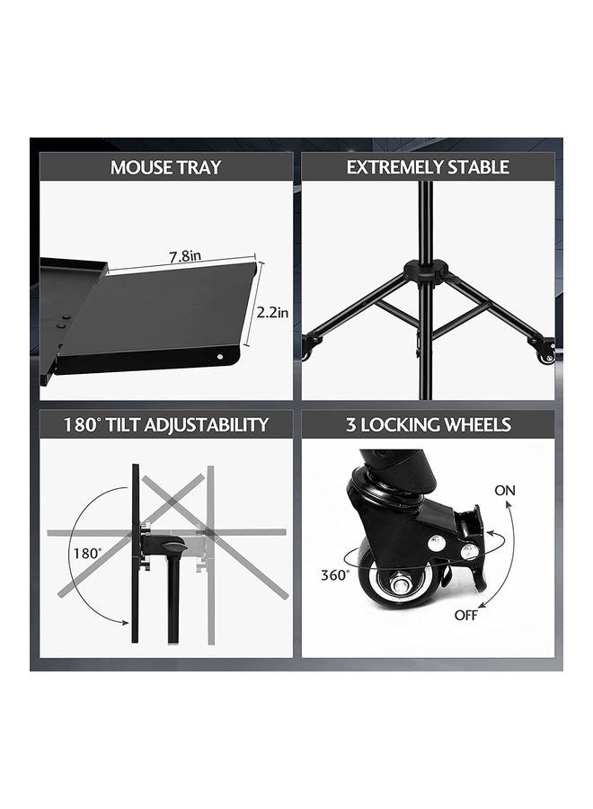 Wownect Pack of 2 Universal Workstation Projector Tripod Stand with Wheels Pack of 2 Stand with Wheels - Image 4