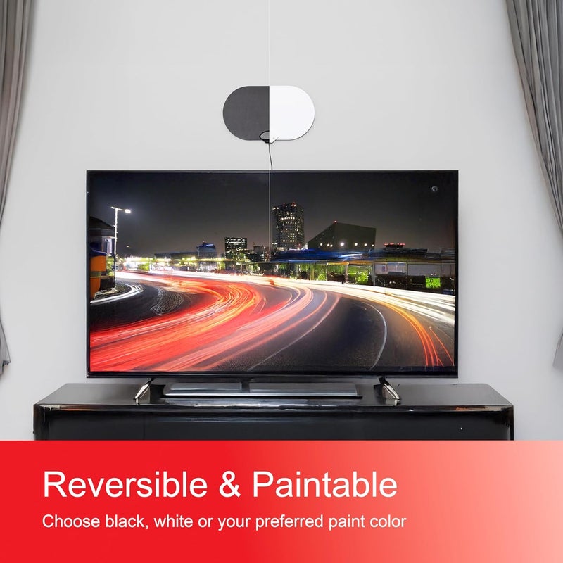 الترا برو هوائي تلفزيون داخلي عالي الدقة قابل للعكس من ، قابلية قراءة فائقة الدقة 4K/8K، تصميم مسطح قابل للطلاء باللونين الأسود/الأبيض، استقبال VHF/UHF، متوافق مع NEXTGEN TV، إعداد سهل للتركيب على الحائط أو النافذة، 84813 - Image 5