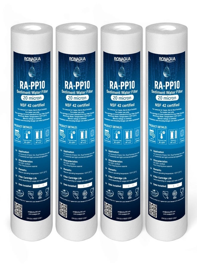 Ronaqua 20 Micron Sediment Water Filter Cartridge 10"x2.5", NSF Certified, 4-Layer Filtration for any 10-inch RO Units & Whole House Systems, Compatible with Culligan P5, AP110, WHKF-GD05, 4 Pack - Image 2