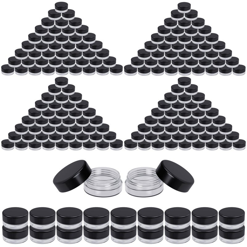 جهاز هوسابلز 3 جرام جرة 3 مل وردي خالية من BPA حاوية عينة فارغة بلاستيكية دائرية بغطاء لولبي 50 أسود