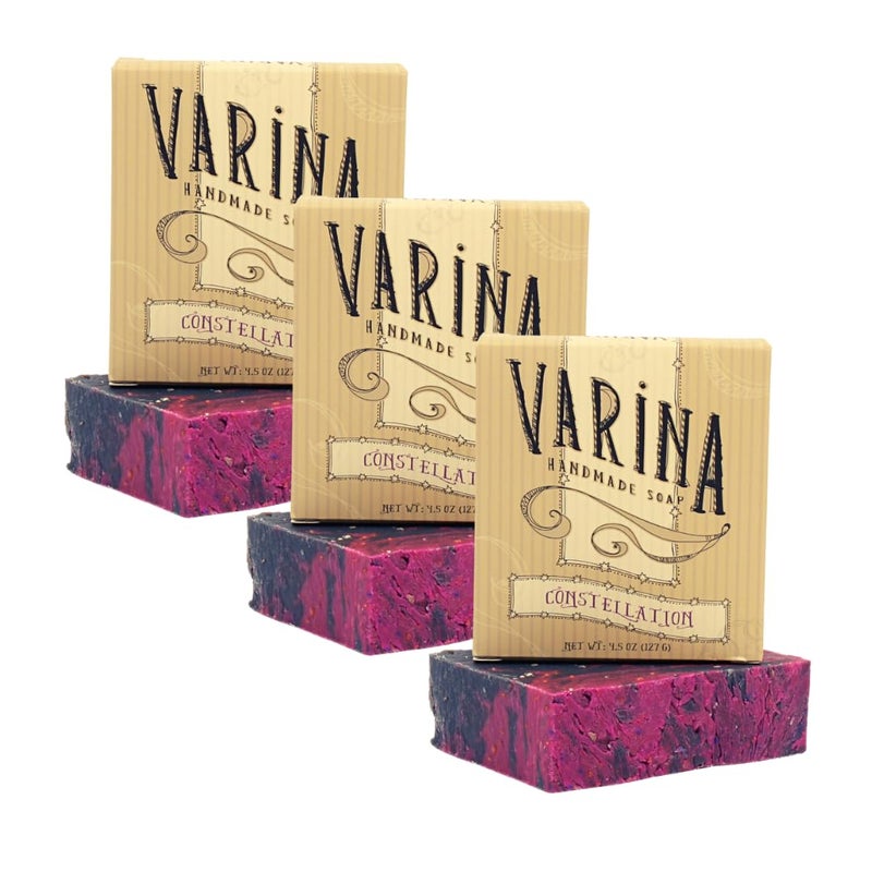 Varina Natural Constellation Bar Soap  Gentle Cleansing for Sensitive Skin Sweet and Vanilla  3 Pack